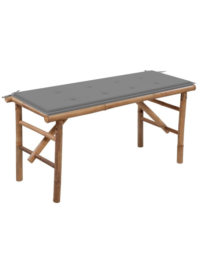 vidaXL Klappbare Gartenbank mit Auflage 118 cm Bambus Grau