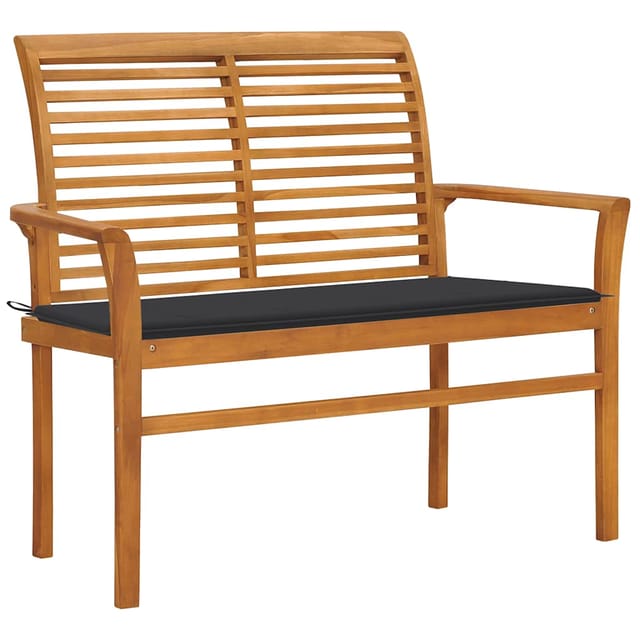 vidaXL Gartenbank mit Anthrazit Auflage Massivholz Teak 112 cm