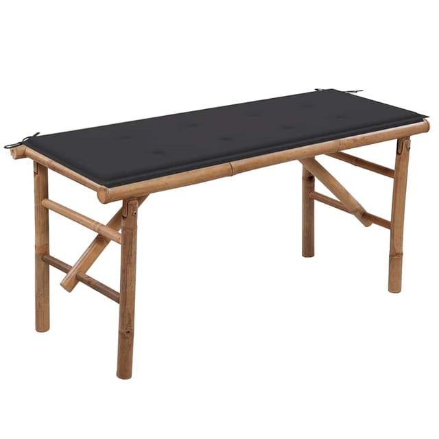 vidaXL Klappbare Gartenbank mit Auflage 118 cm Bambus Anthrazit