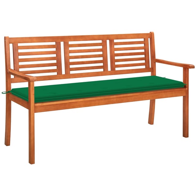 vidaXL 3-Sitzer-Gartenbank mit Auflage 150 cm Massivholz Eukalyptus Grün