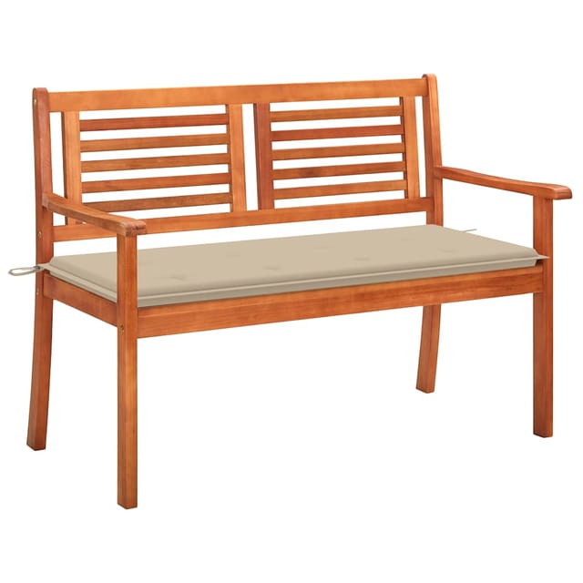 vidaXL 2-Sitzer-Gartenbank mit Auflage 120 cm Massivholz Eukalyptus Beige