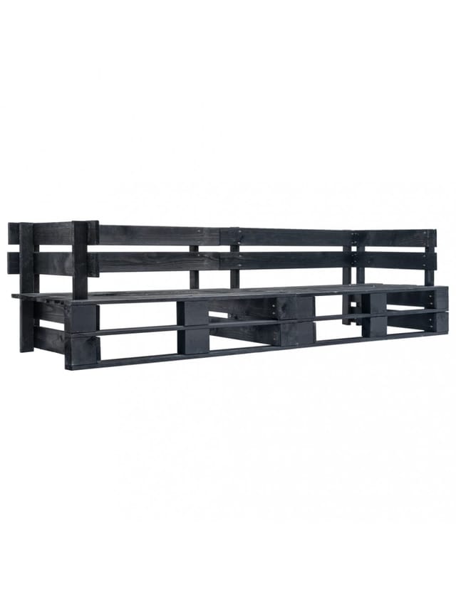 vidaXL Garten-Palettensofa 2-Sitzer Schwarz Holz