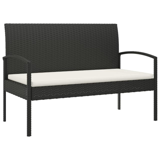vidaXL Gartenbank mit Kissen Schwarz 105 cm Poly Rattan