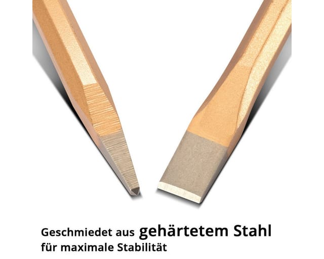 STAHLWERK Flachmeißel Spitzmeißel 2Er Set Gold 300 Mm Handmeißel