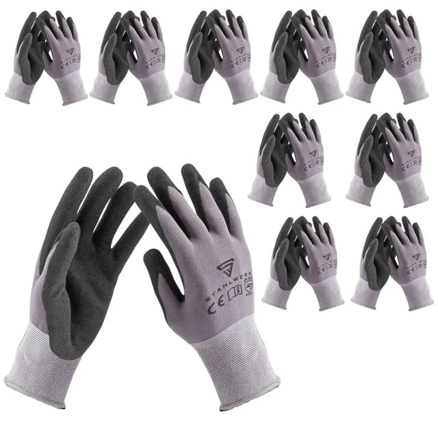 STAHLWERK MONTAGEHANDSCHUHE 10 PAAR GRÖSSE XL MIT NITHRIL PU BESCHICHTUNG