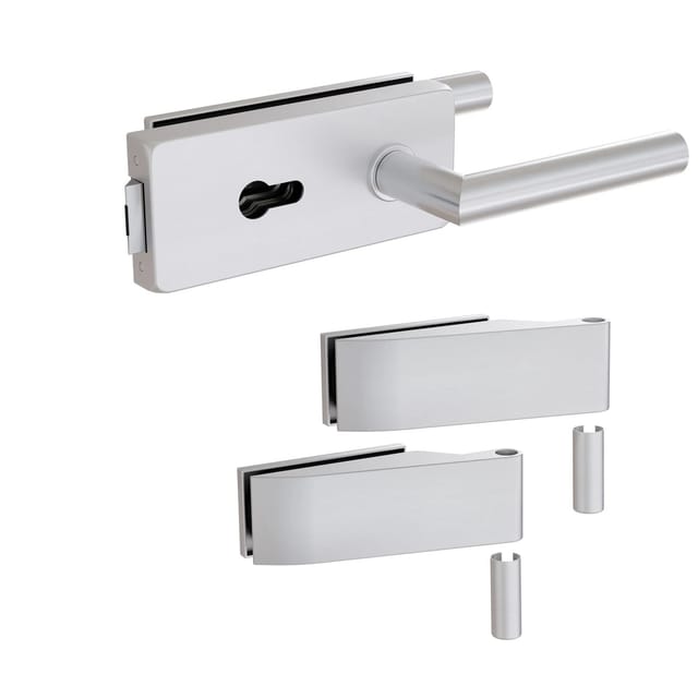 Levidor Glastürbeschlag Studio Eckig Profilzylinder Vorbereitet Aluminium