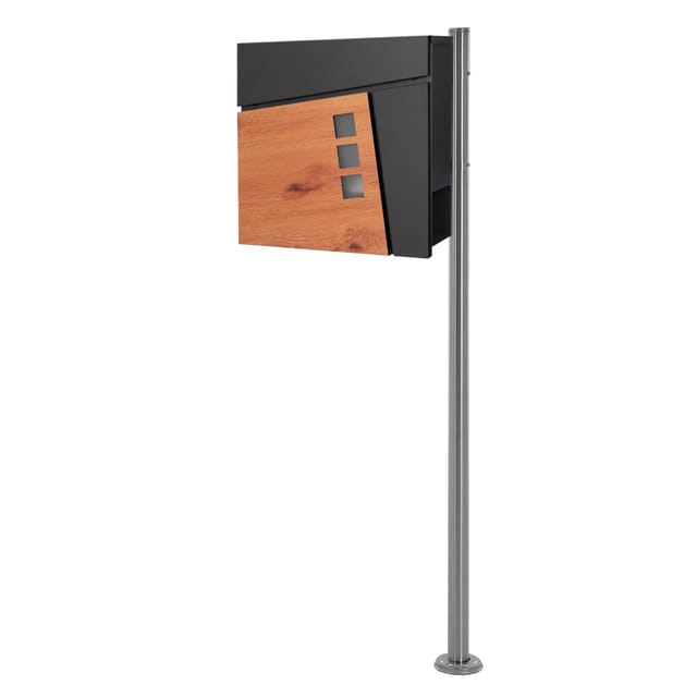ML-Design Standbriefkasten mit Zeitungsfach und Pfosten 120cm Edelstahl