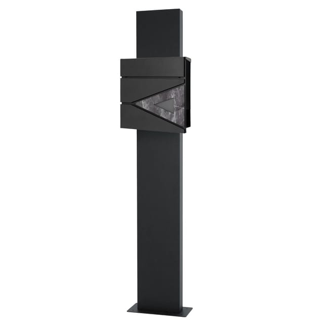 ML-Design Standbriefkasten mit Zeitungsfach Anthrazit-Schwarz Marmoroptik