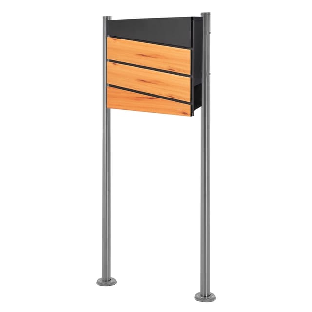 ML-Design Standbriefkasten mit Zeitungsfach Briefkastenständer Silber Metallic
