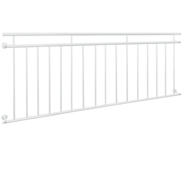 ECD Germany Französischer Balkon 225 x 90 cm mit 16 Füllstäben Weiß