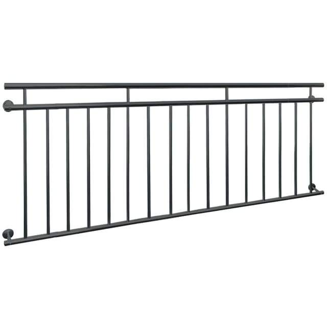 ECD Germany Französischer Balkon 225 x 90 cm mit 16 Füllstäben Anthrazit