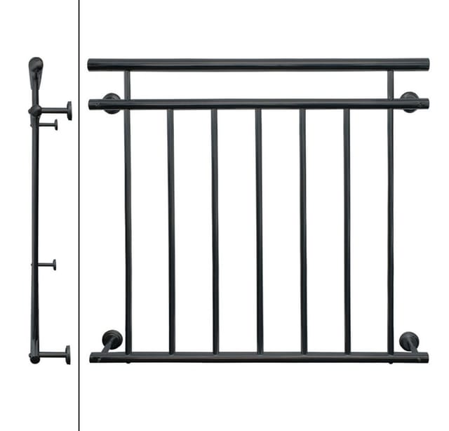 ECD Germany Französischer Balkon 100 x 90 cm mit 7 Füllstäben Anthrazit