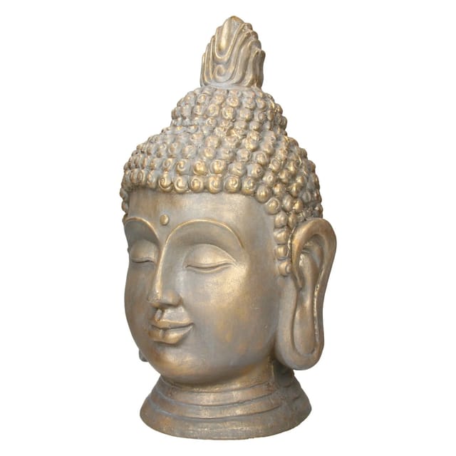 ECD Germany Buddha Figur Kopf Statue 74,5cm aus Polyresin Bronzeoptik Dekoration