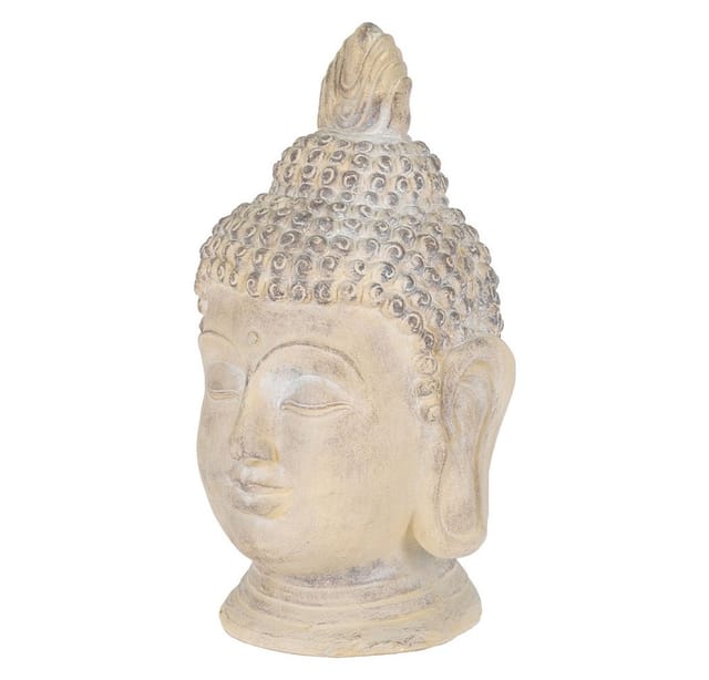 ECD Germany Buddha Figur 55 cm Beige/Grau Kunststein Polyresin Gartenfigur