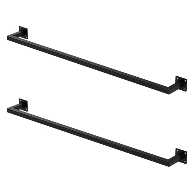 ML-Design 2Er Set Kleiderstange Rechteck für die Wand T12xB110cm Schwarz U-Form
