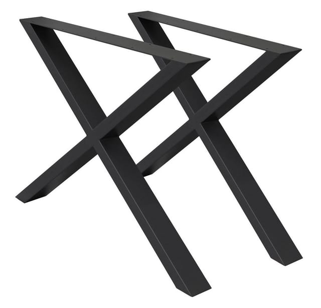 ECD Germany 2x Tischbeine X-Design X-Form 60x72 cm Schwarz Stahl Industriedesign