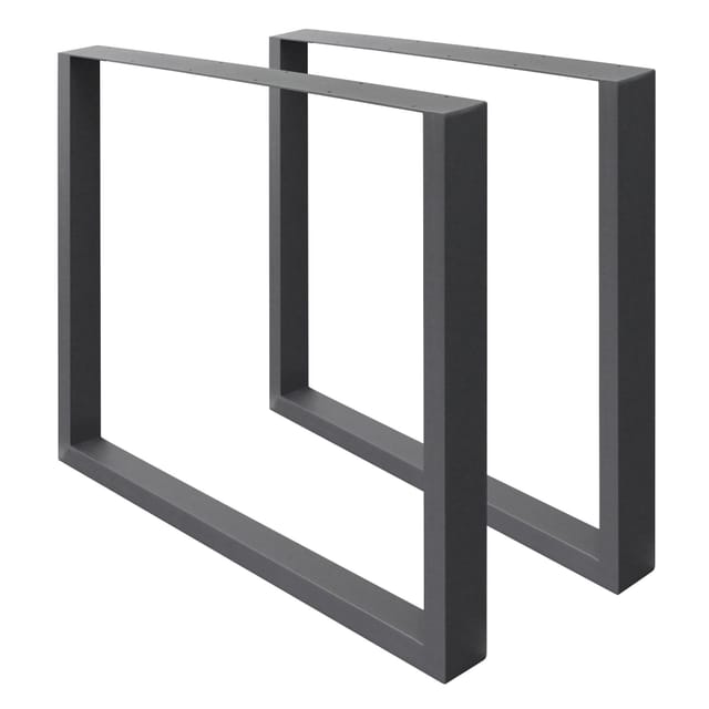 ECD Germany 2x Tischbeine aus Vierkantprofilen 60 x 72 cm Anthrazit aus Stahl
