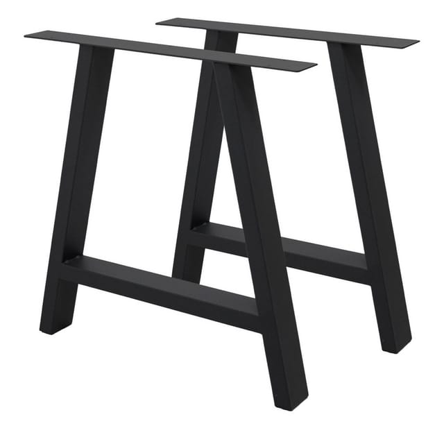 ECD Germany 2x Tischbeine A-Form A-Design 70x72 cm Schwarz Stahl Industriedesign