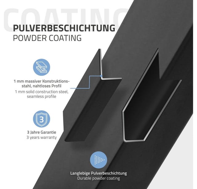 ECD Germany 2x Tischbeine Trapez Design 60 x 72 cm Schwarz Stahl Industriedesign
