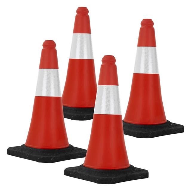 ECD Germany 4Er Verkehrskegel Pylone 51 cm Rot-Weiß Leitkegel mit Schwerem Fuß