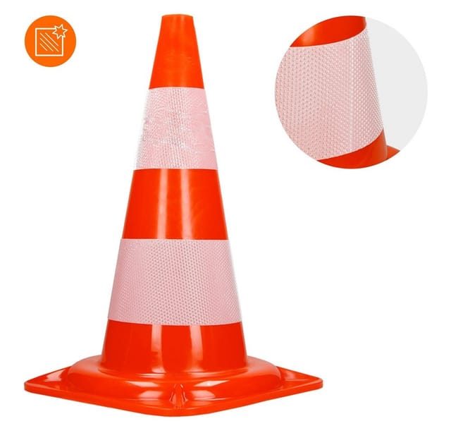 ECD Germany 3Er Verkehrskegel Pylone 47cm Orange-Weiß 2 Reflektierenden Streifen