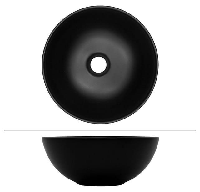 ML-Design Waschbecken Keramik in Schwarz Matt 32x13,5cm Runde Aufsatzwaschbecken