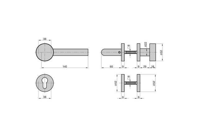 Basi - Rosetten-Garnitur - ZB 3200 - Edelstahl - L-Form Rechts- Lochung Profilzylinder - 7308-2298
