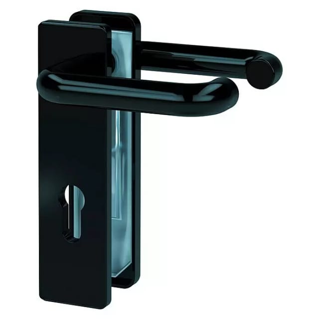 Basi - FS-Drücker-Beschlag - ZT-FS 2150 - Kurzschild Eckig - Kunststoff Schwarz - 7522-0200