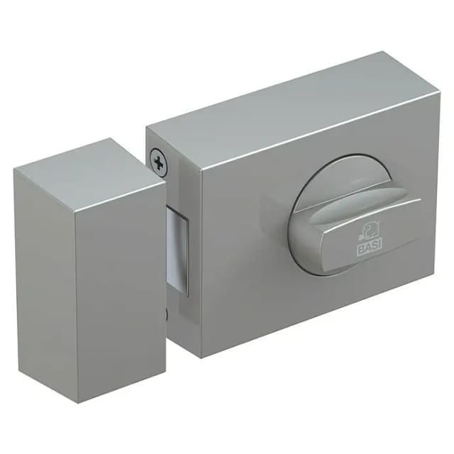 Basi - Türzusatzschloss - KS 500 - Dornmaß 45 mm - Silber - Käntige Ausführung - 2-Tourig -mit Sperrbügel - 1304-0205