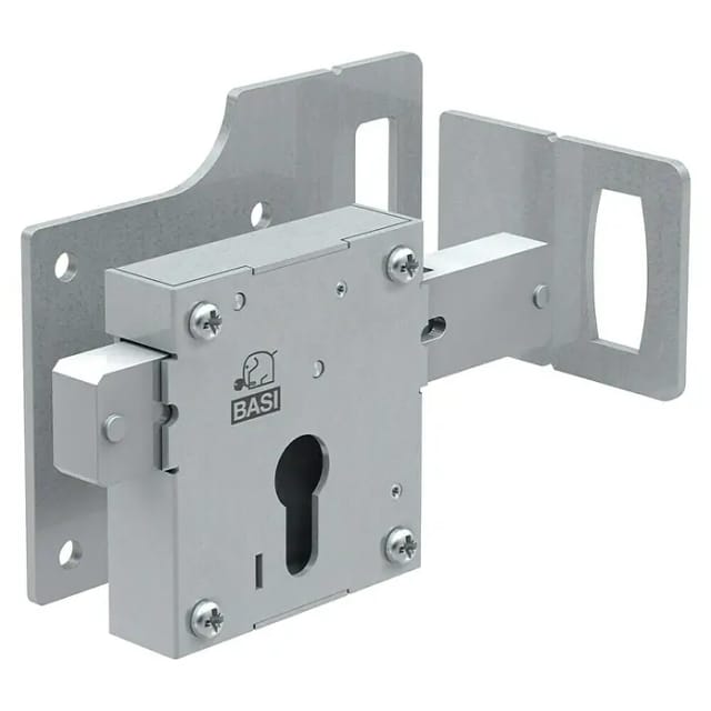 Basi - Aufschraub-Torschloss - ATS 80 Lochung PZ Metalltore 6-Tourig Dornmaß 39mm - Rechts/Links Verwendbar - 9900-0006
