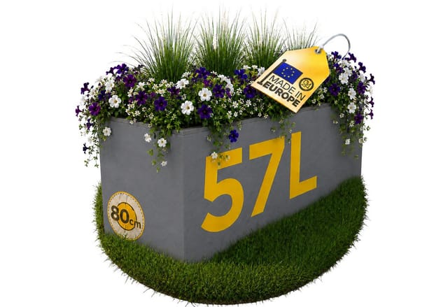 Ondis24 Pflanzkübel Vulkan 57 L Grau Blumentopf Pflanzgefäß