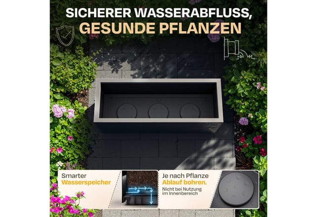 Ondis24 Balkonkasten Vulkan 25 L Grau Blumentopf Pflanzgefäß Pflanzkübel