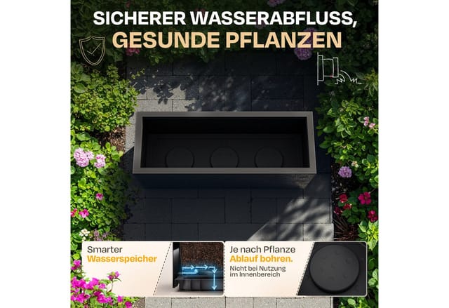 Ondis24 Balkonkasten Vulkan 25 L Anthrazit Pflanzkübel Blumtopf Pflanzgefäß