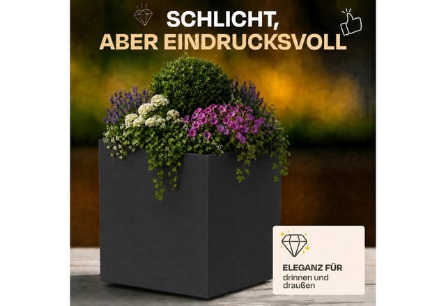 Ondis24 Pflanzkübel Basalt 50 Blumentopf Doppelwandig Anthrazit Pflanzgefäß