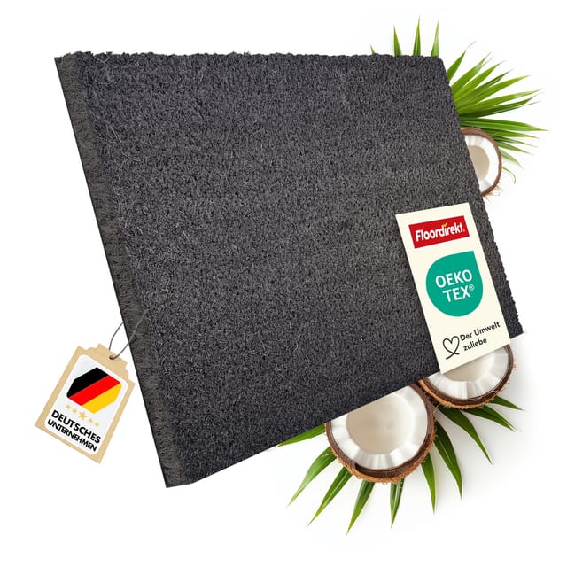 KARAT Kokosmatte Eingangsmatte Fußabtreter Grau 17 mm 50 x 80 cm