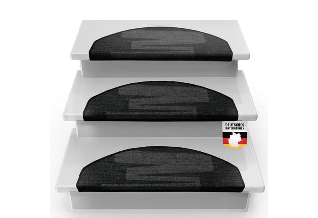 Karat Stufenmatte Via Veneto Stufenteppich Schwarz Halbrund 23,5 x 65 cm