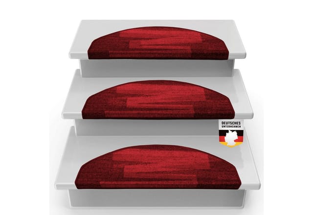 Karat Stufenmatte Via Veneto Stufenteppich Rot Halbrund 23,5 x 65 cm