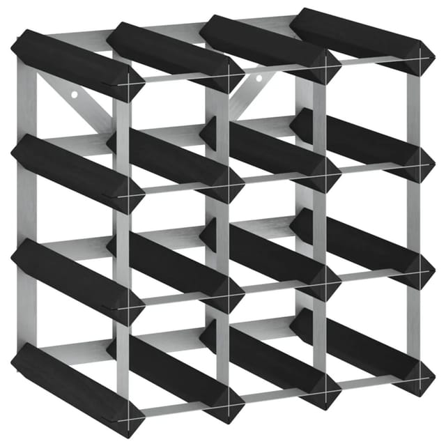vidaXL Weinregal für 12 Flaschen Schwarz Massivholz Kiefer 32,5 x 22,5 x 32,5 cm