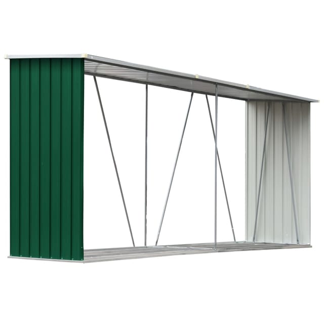 vidaXL Brennholzlager Verzinkter Stahl 330x84x152 cm Grün