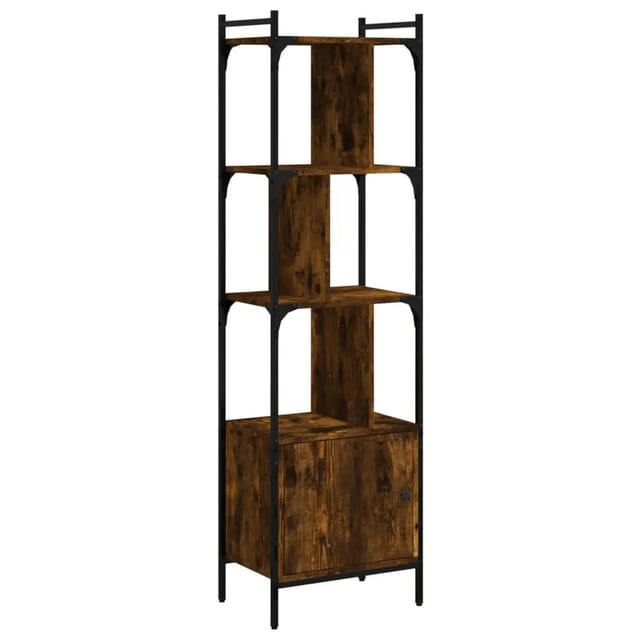 vidaXL Bücherregal mit Tür Räuchereiche 44,5x30x154,5 cm Holzwerkstoff