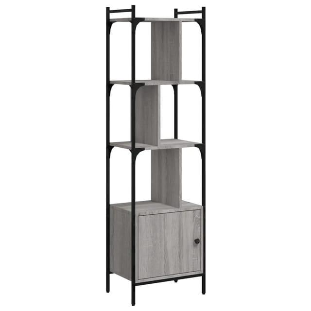 vidaXL Bücherregal mit Tür Grau Sonoma 44,5x30x154,5 cm Holzwerkstoff