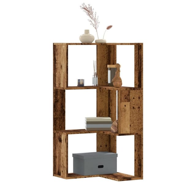 vidaXL Eck-Bücherregal 3 Böden Altholz-Optik 50x50x102cm Holzwerkstoff