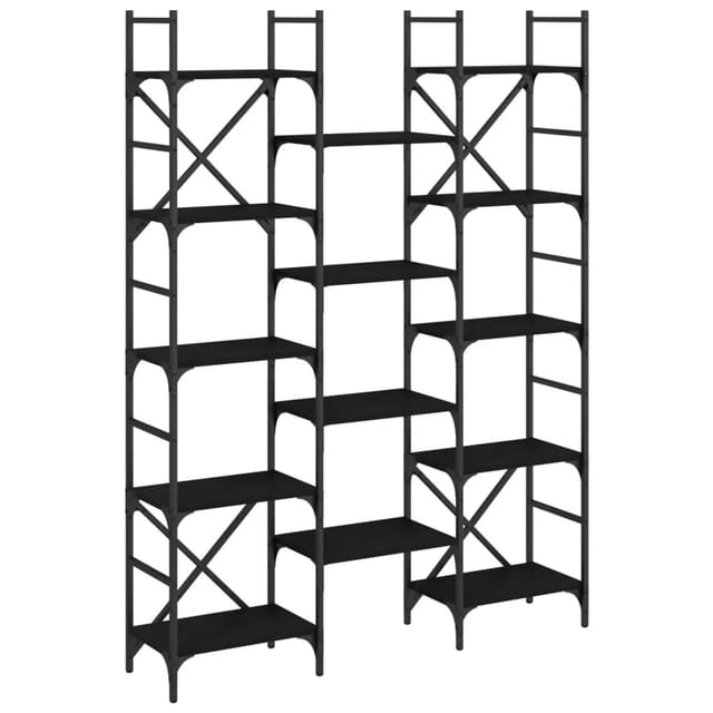 vidaXL Bücherregal Schwarz 127,5x28,5x172,5 cm Holzwerkstoff