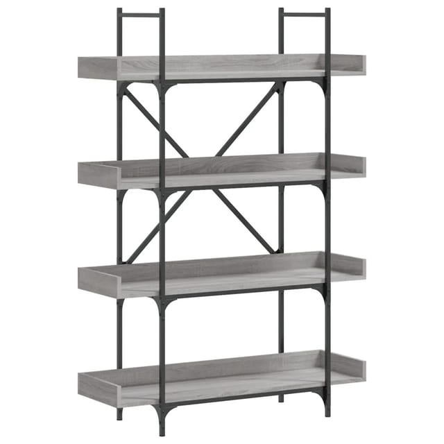 vidaXL Bücherregal 4 Böden Grau Sonoma 100x33x145,5 cm Holzwerkstoff
