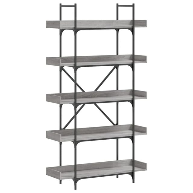 vidaXL Bücherregal 5 Böden Grau Sonoma 100x33x180,5 cm Holzwerkstoff