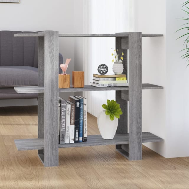 vidaXL Bücherregal/Raumteiler Grau Sonoma 100×30×87 cm