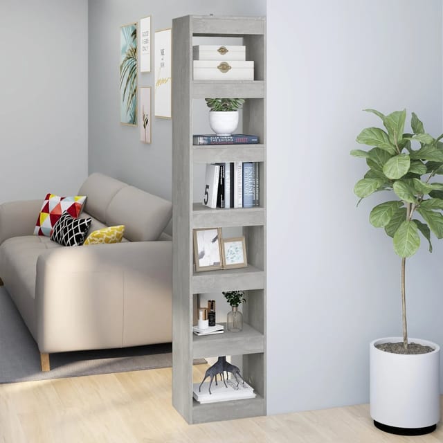 vidaXL Bücherregal/Raumteiler Betongrau 40x30x198 cm