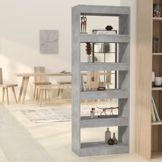 vidaXL Bücherregal/Raumteiler Betongrau 60x30x166 cm Holzwerkstoff