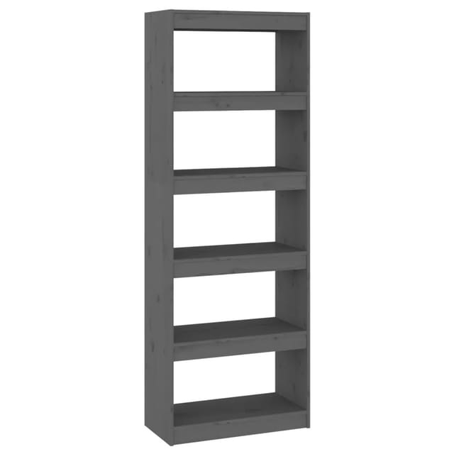 vidaXL Bücherregal/Raumteiler Grau 60x30x167,5 cm Massivholz Kiefer