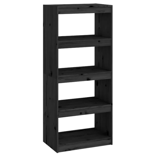 vidaXL Bücherregal Raumteiler Schwarz 60x30x135,5 cm Massivholz Kiefer